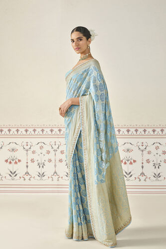 Gul Handwoven Benarasi Gota Patti Silk Saree - Powder Blue, Powder Blue, image 2